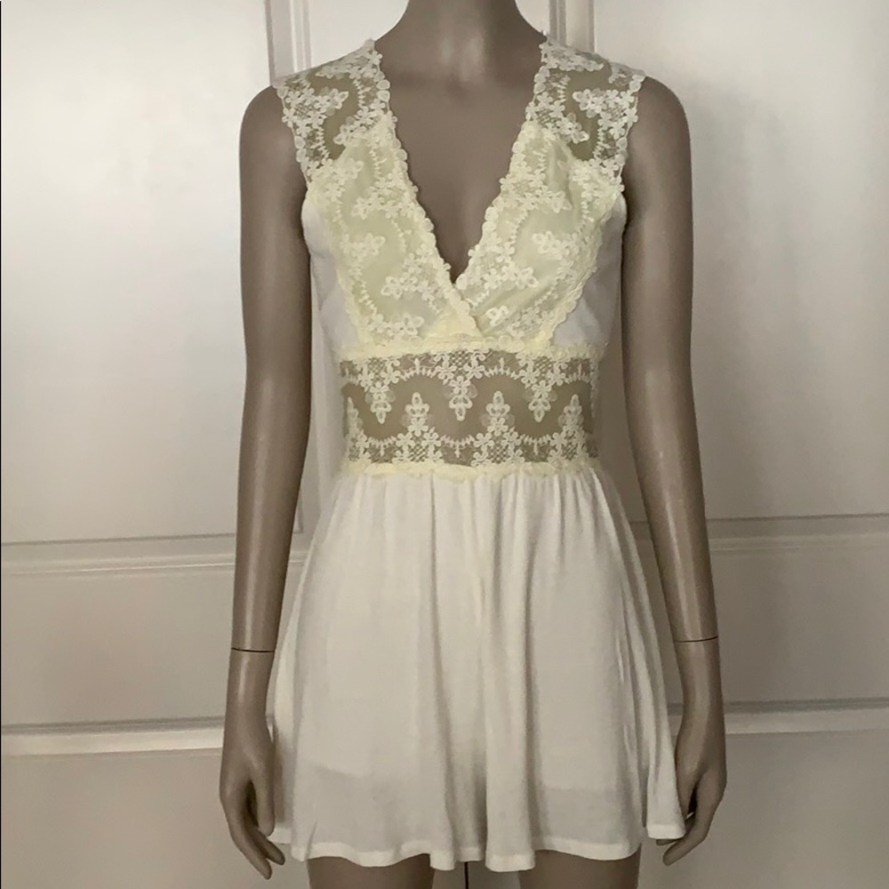 NWT Sage Lace & Ribbed Knit Lingerie Romper Pajama